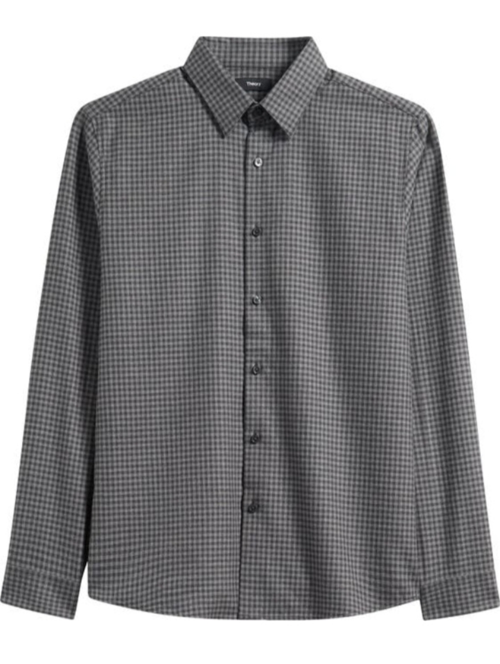 Theory  Navy and Gray Sixe XXL Micro-Check Long-Sleeve Dress Shirt